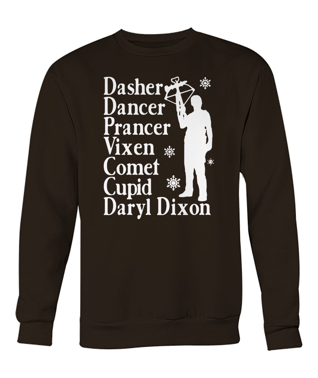 Dasher dancers prancer vixen comet cupid daryl dixon crew neck sweatshirt