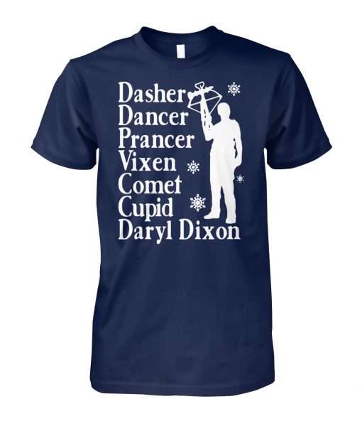 Dasher dancers prancer vixen comet cupid daryl dixon unisex cotton tee