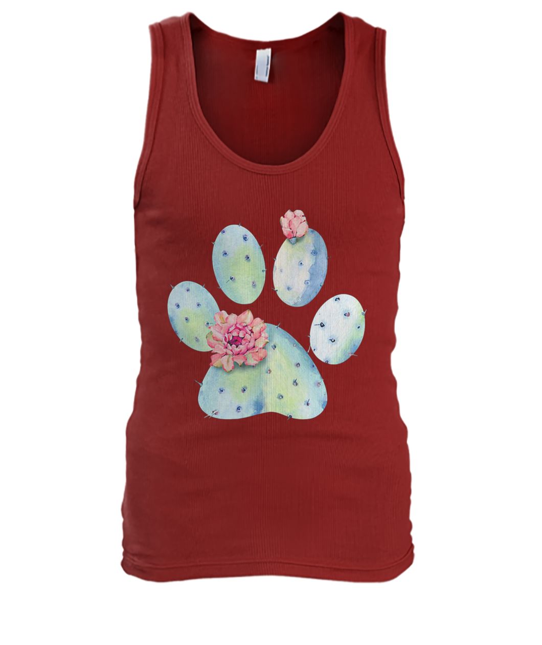 Dog paw cactus with flower men's tank top