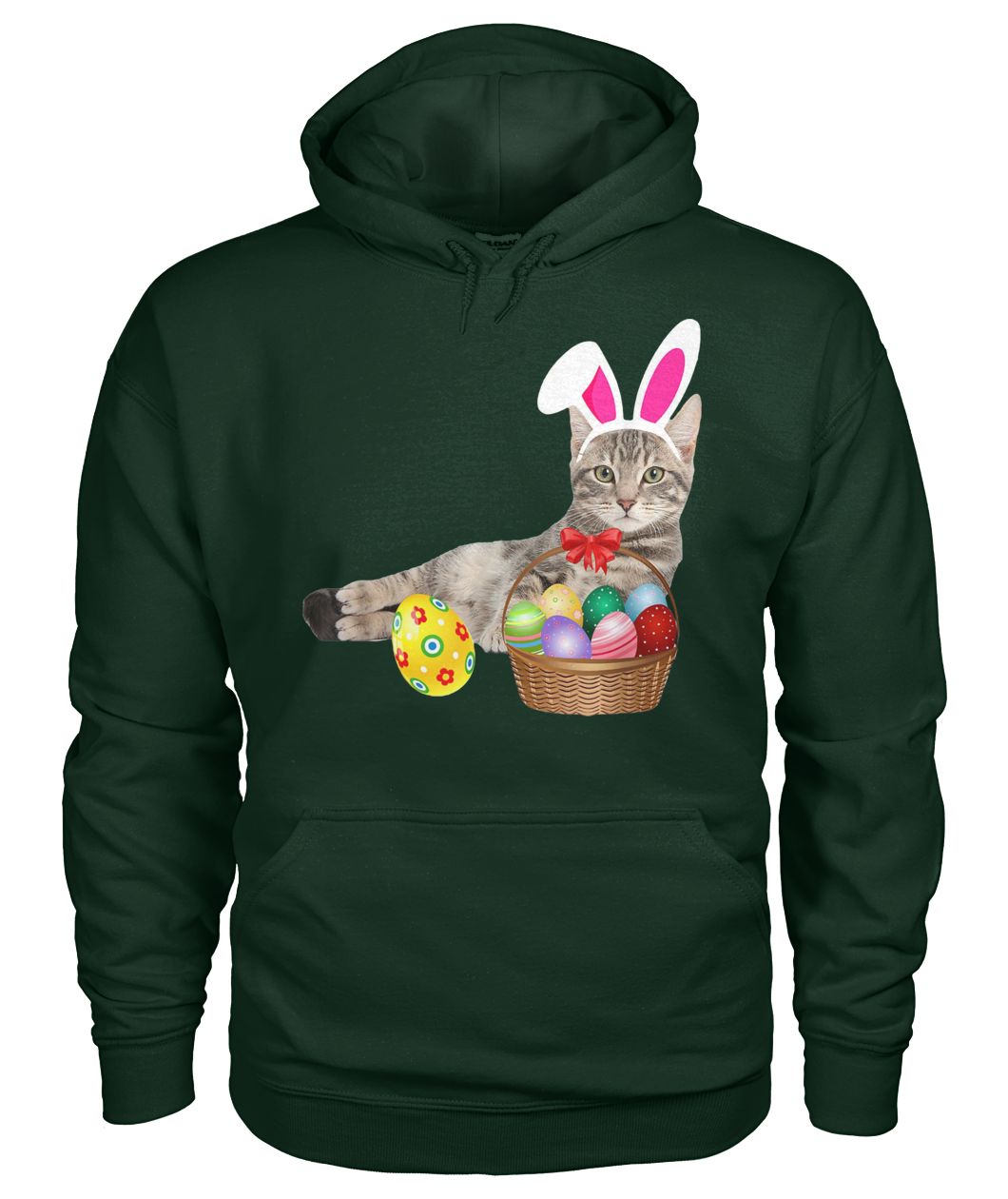 Easter cat bunny ears and eggs gildan hoodie