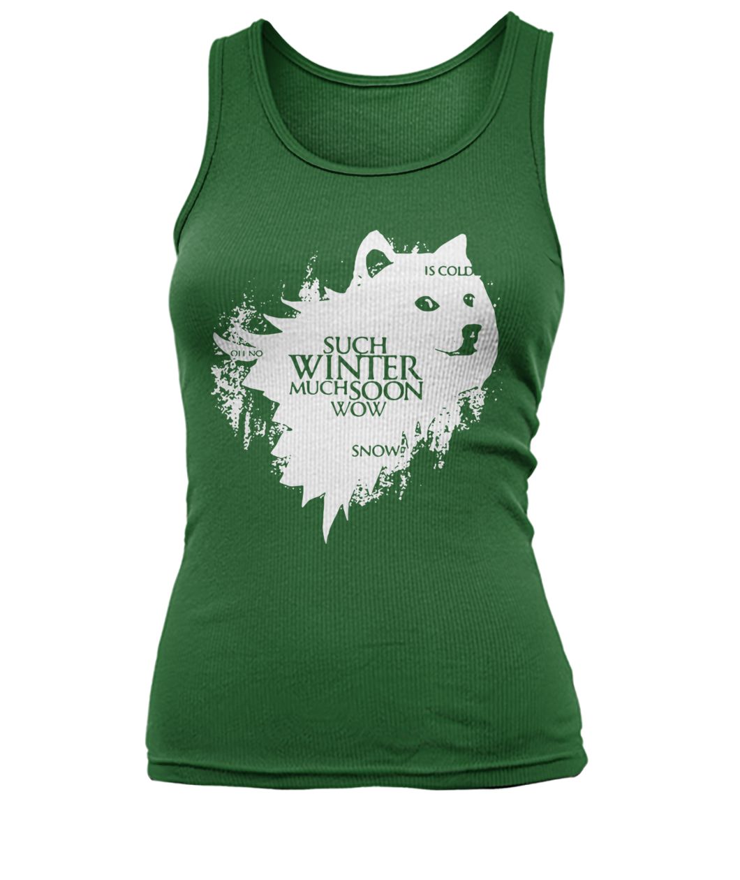 Game of thrones doge oh no such winter much soon wow snow is cold women's tank top