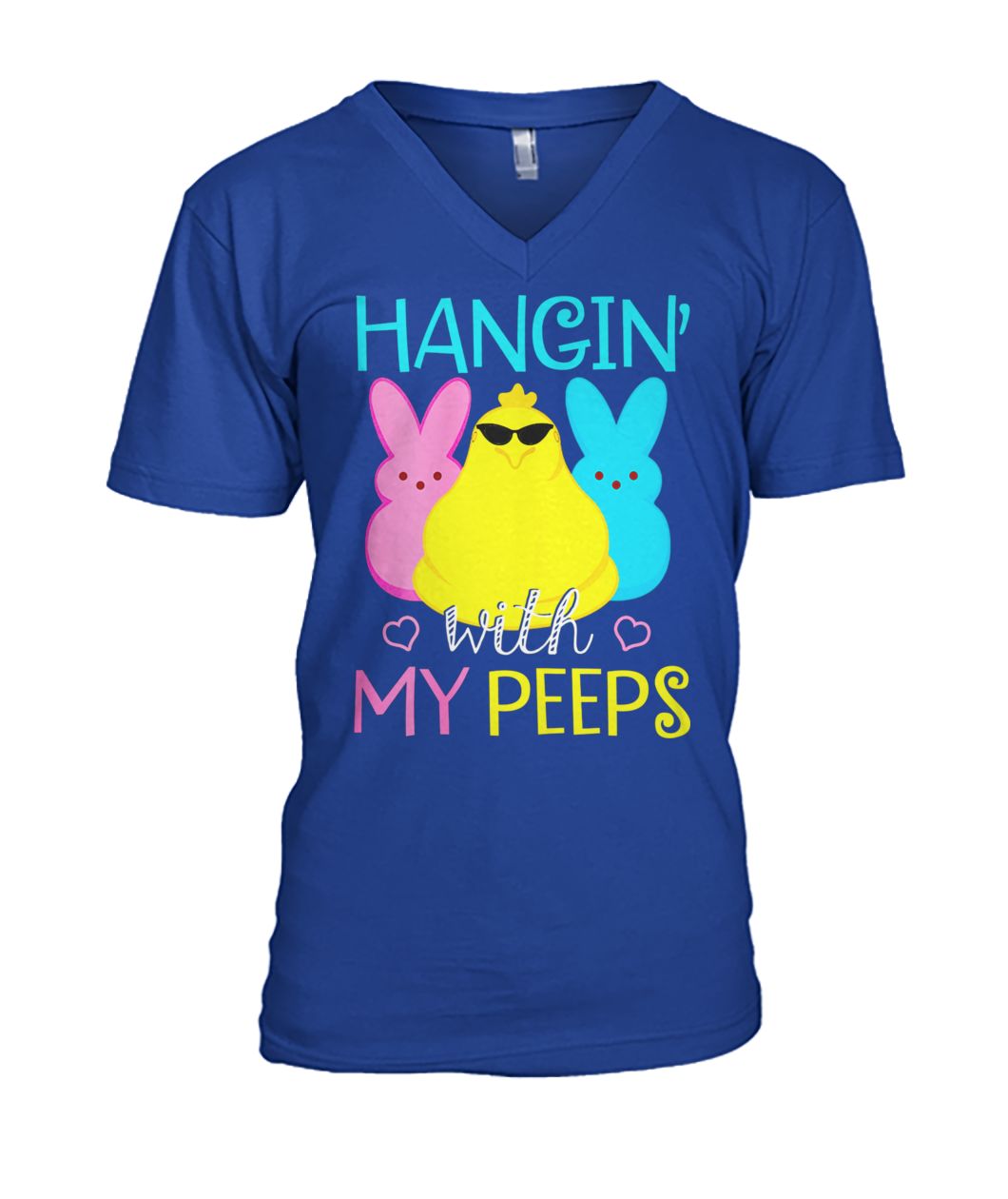 Hangin with my peeps easter bunny mens v-neck