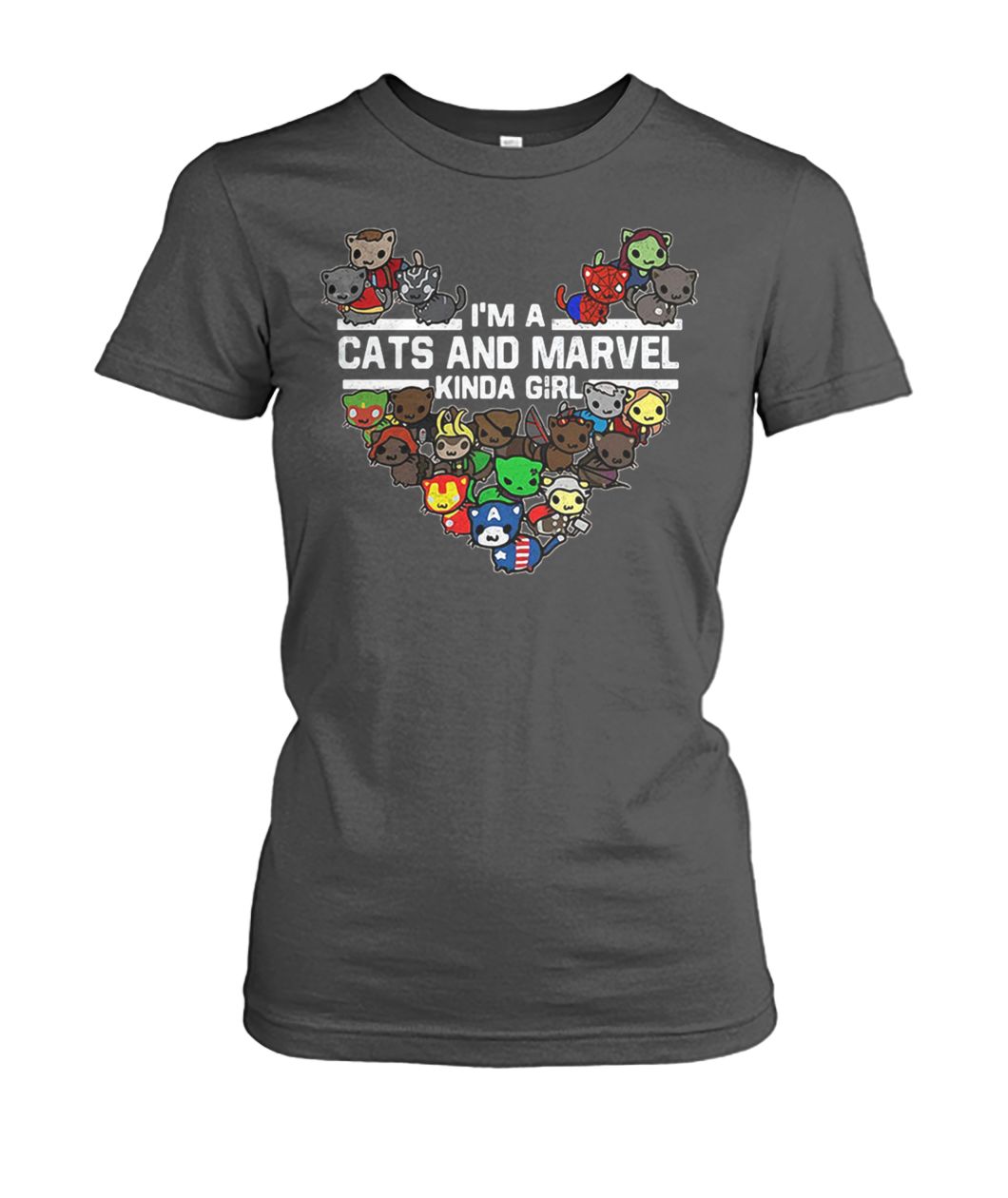Marvel avengers endgame I'm a cats and Marvel kinda girl women's crew tee