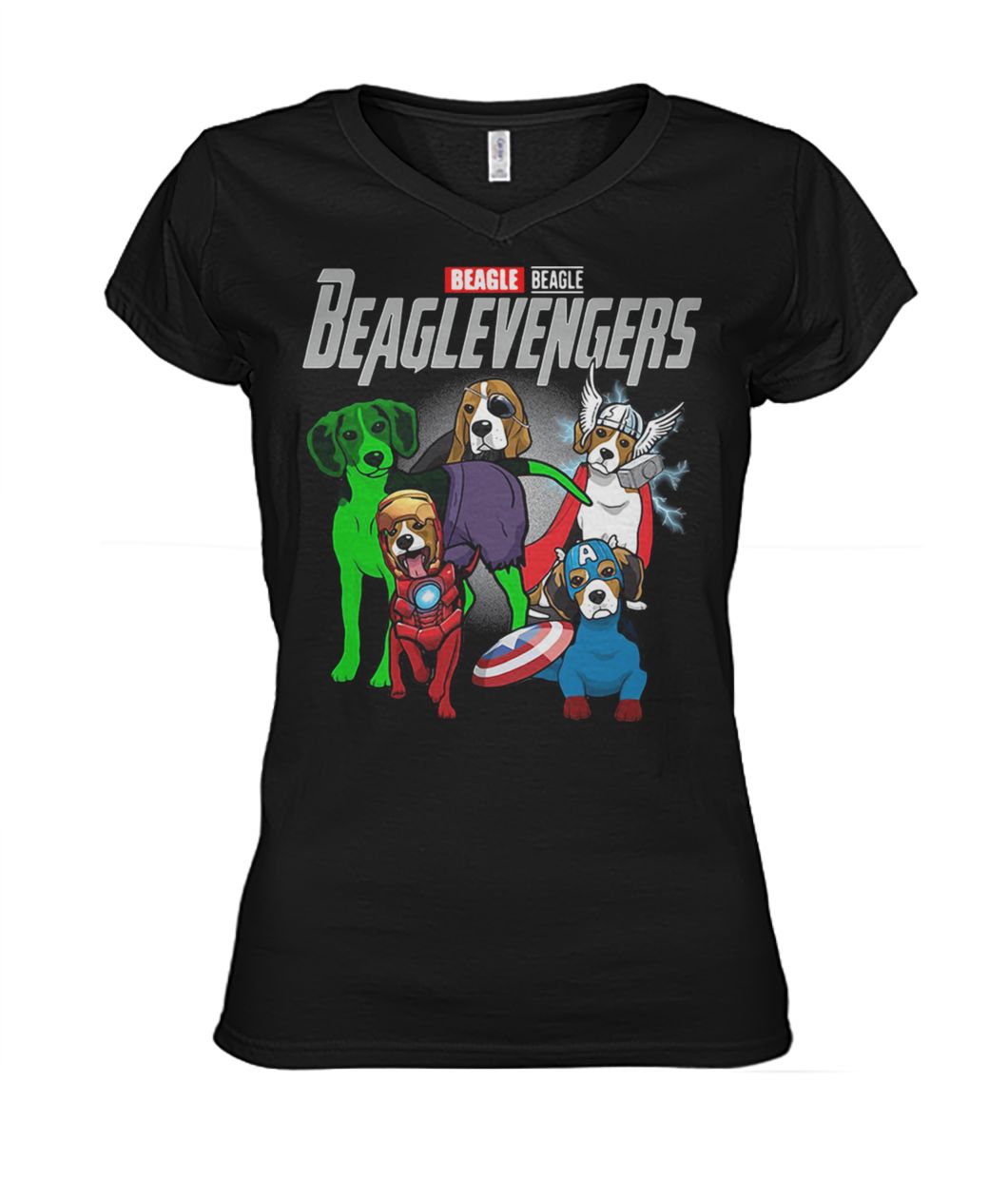 Marvel avengers endgame beaglevengers beagle women's v-neck