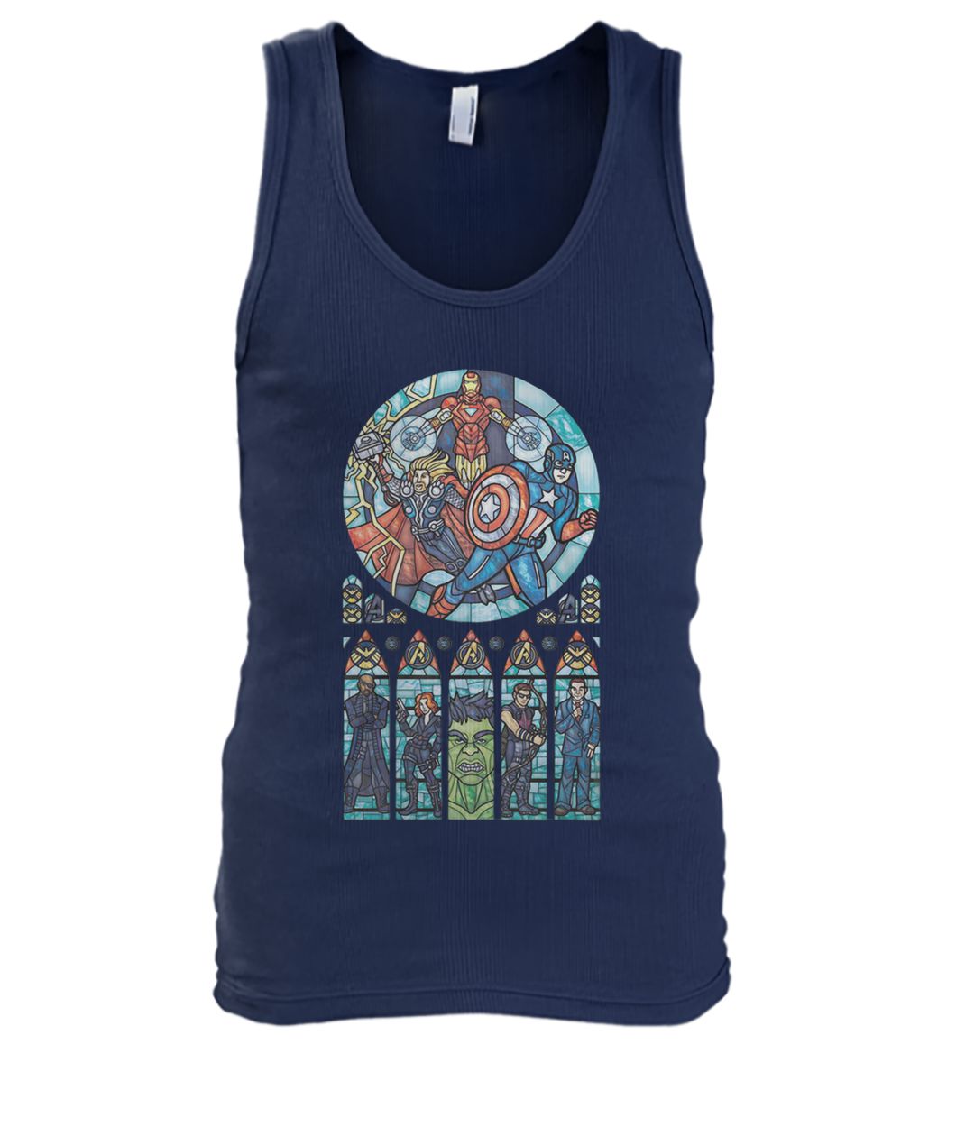 Stained glass windows avengers superheroes men's tank top