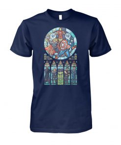 Stained glass windows avengers superheroes unisex cotton tee