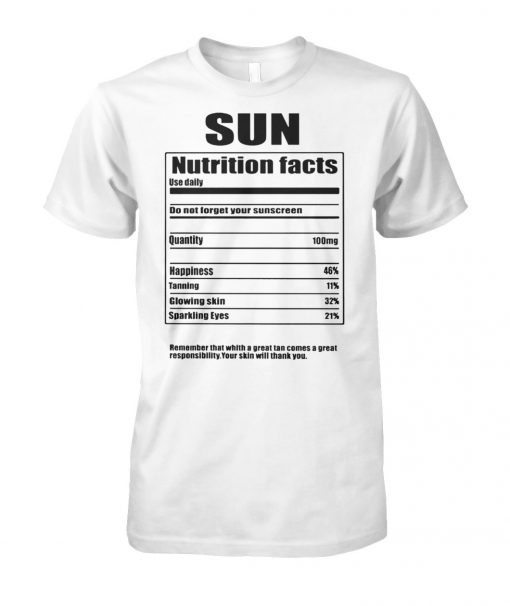 Sun nutrition facts label unisex cotton tee
