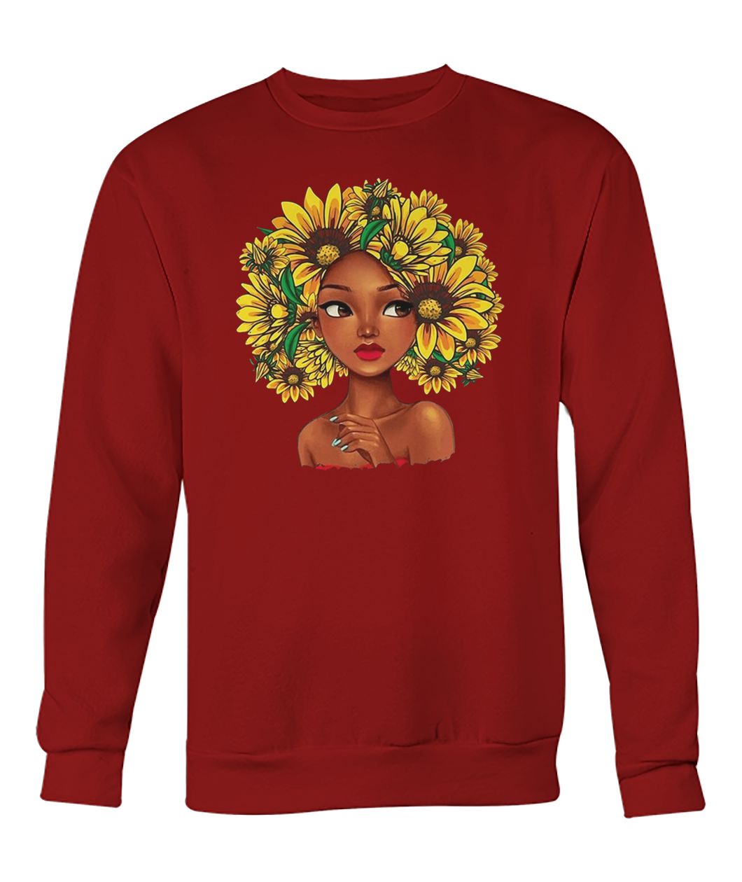 Sunflower natural hair for black girl crew neck sweatshirt