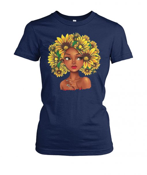 Sunflower natural hair for black girl women's crew tee