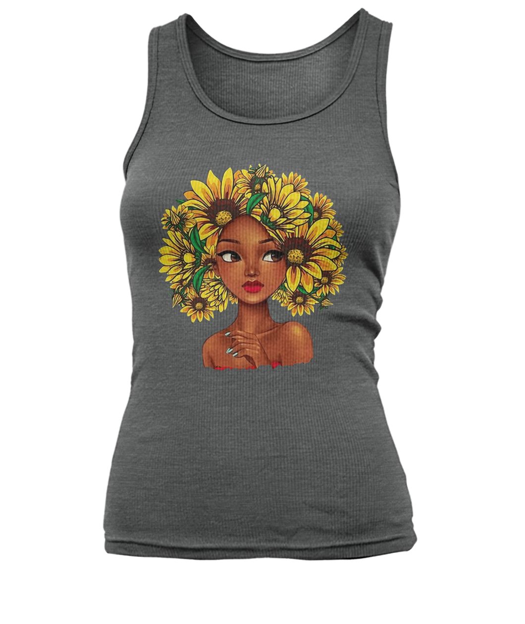 Sunflower natural hair for black girl women's tank top