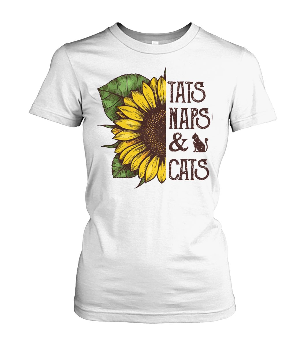 Sunflower tats naps and cats women's crew tee