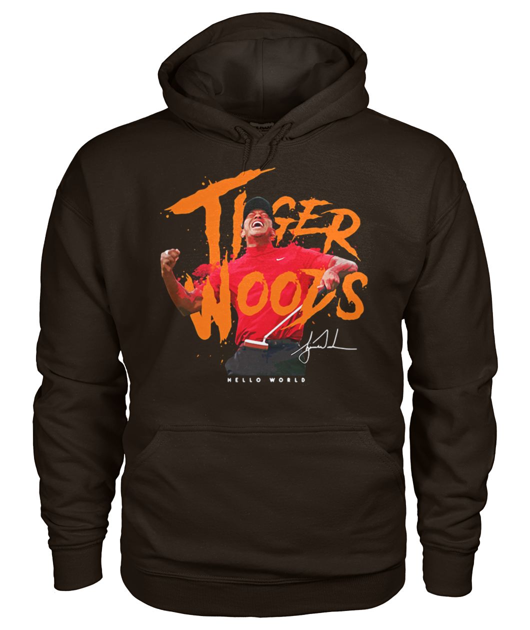 Tiger woods hello world signature gildan hoodie