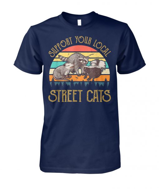 Vintage support your local street cats unisex cotton tee