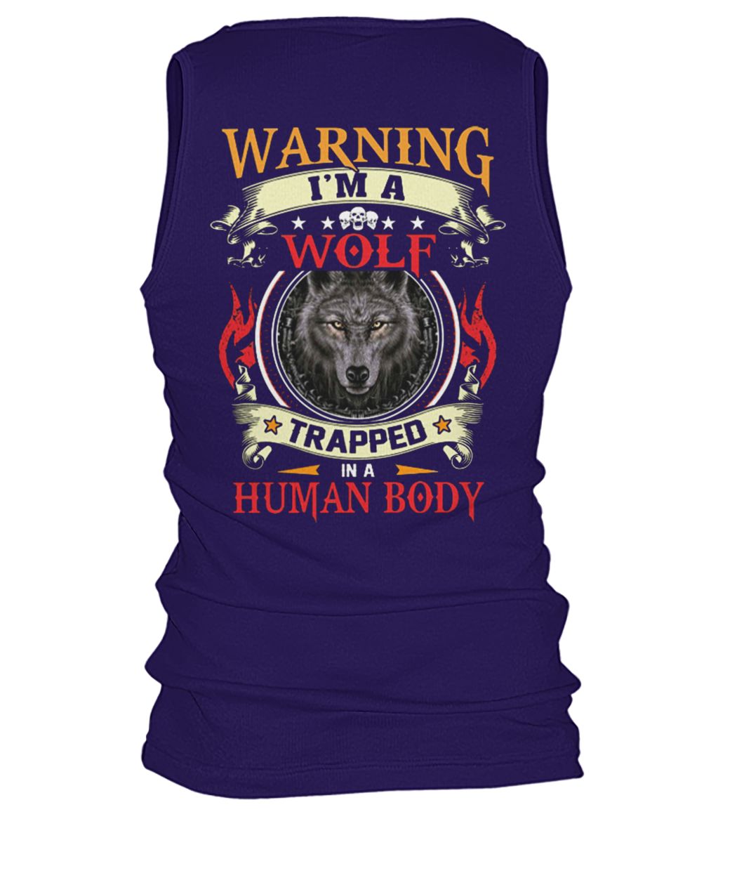 Warning I'm a wolf trapped in a human body men's tank top