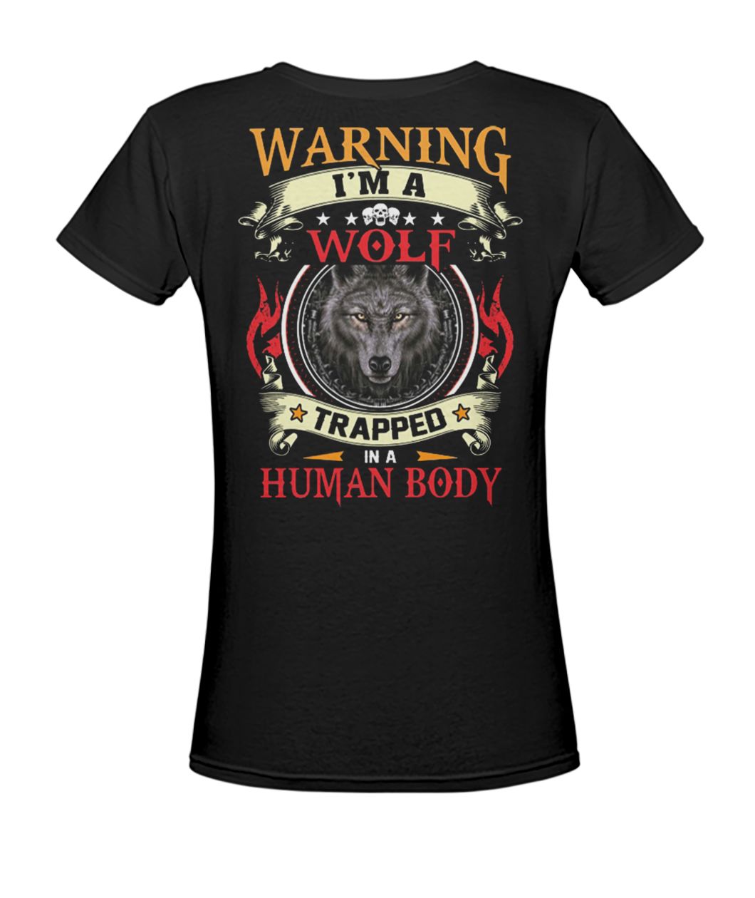 Warning I'm a wolf trapped in a human body women's v-neck