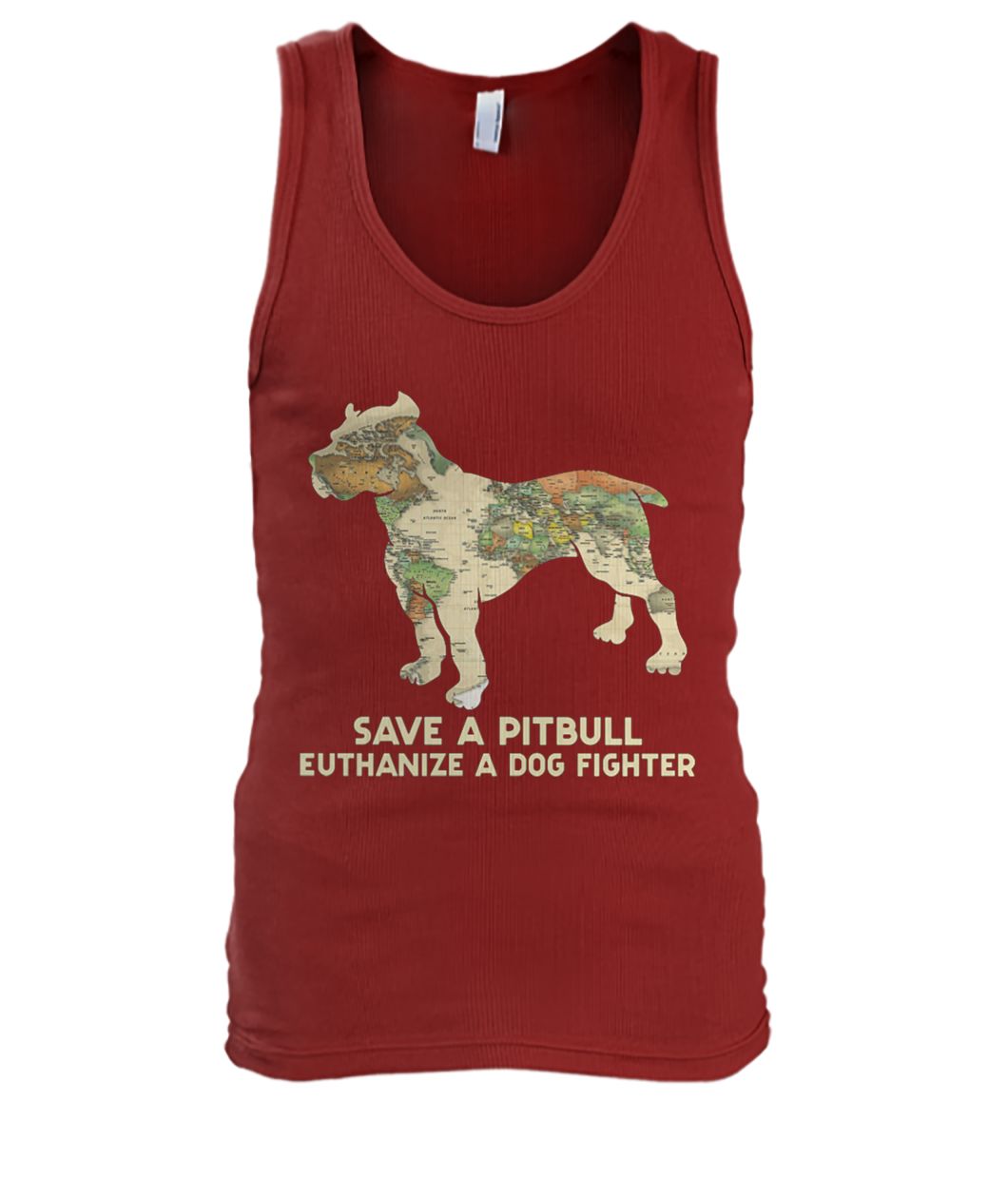 World map save a pitbull euthanize a dog fighter men's tank top