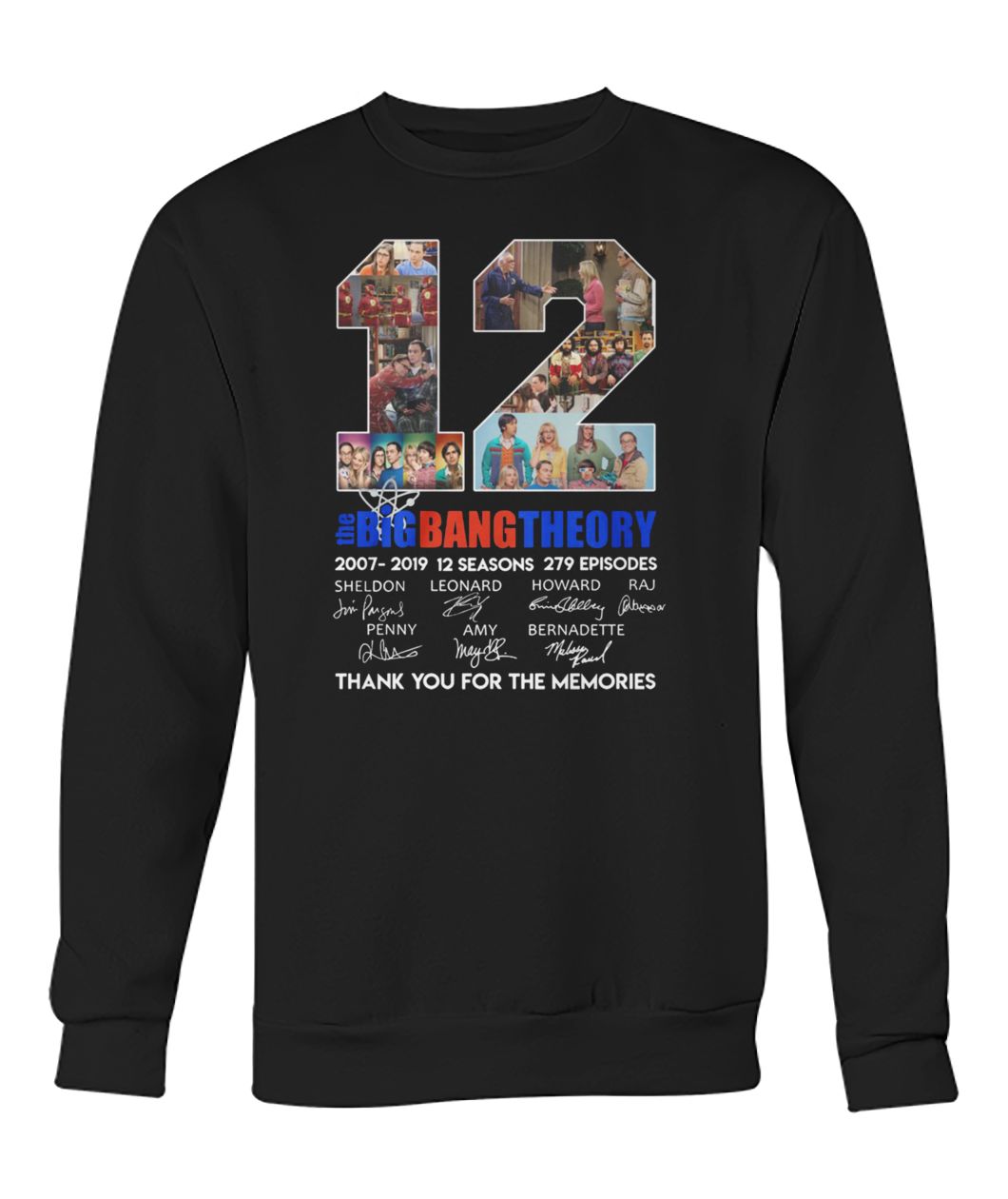 12 years the big bang theory thank you for the memories crew neck sweatshirt