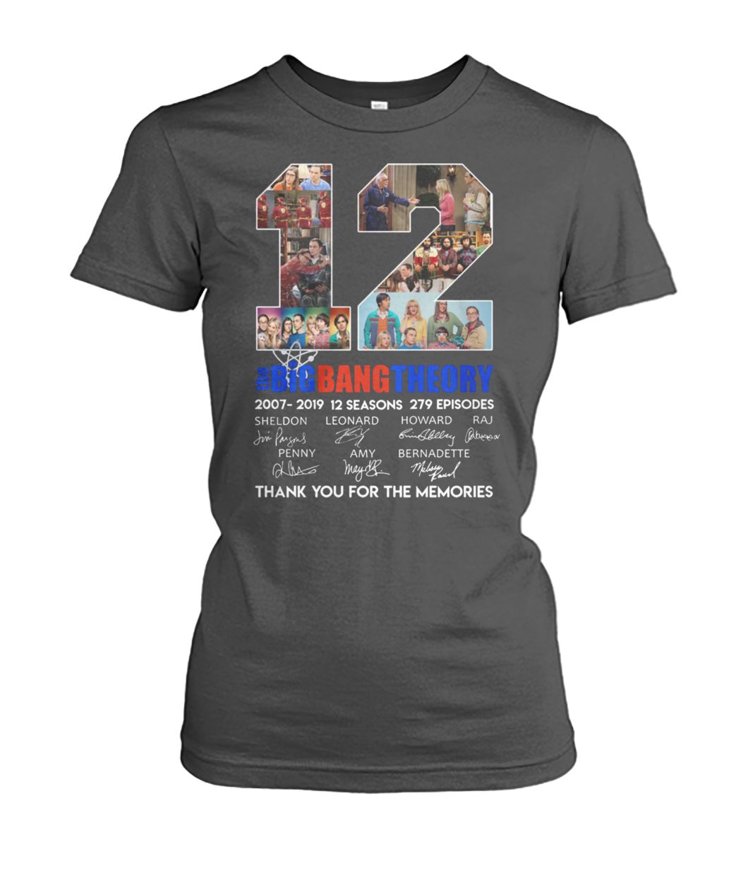 12 years the big bang theory thank you for the memories women's crew tee