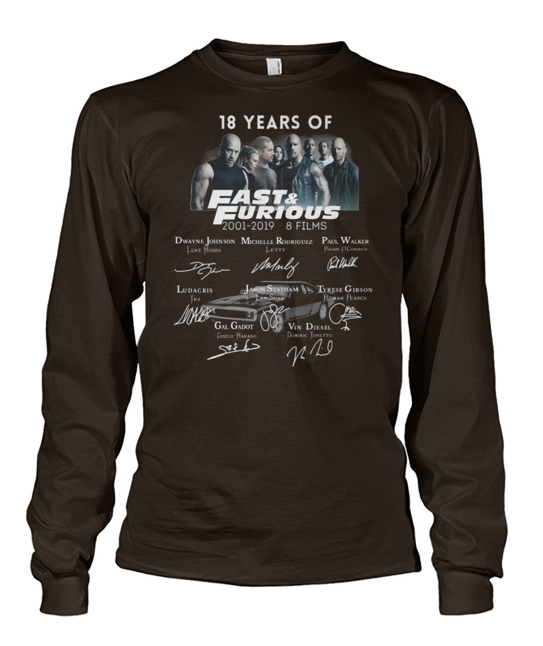 18 years of fast and furious 2001 2019 8 films unisex long sleeve