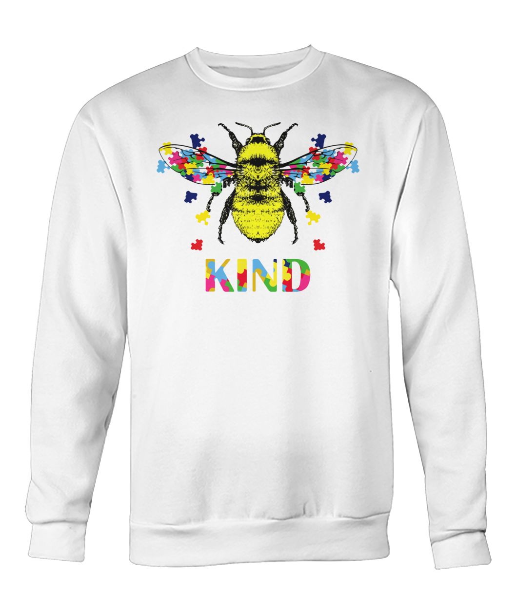 Autism awareness bee kind puzzle pieces crew neck sweatshirt