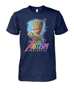 Baby groot fight for autism awareness unisex cotton tee