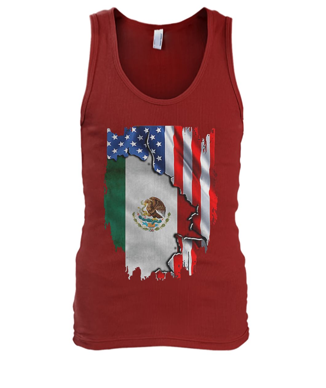 Coat of arms of mexico inside american flag men's tank top