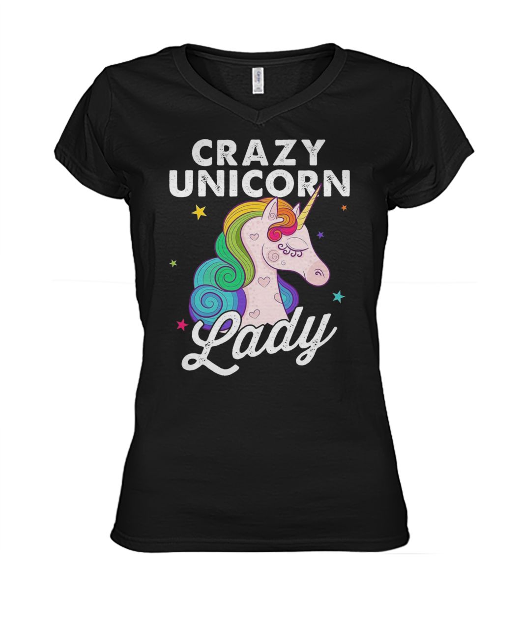 Crazy unicorn lady women's v-neck