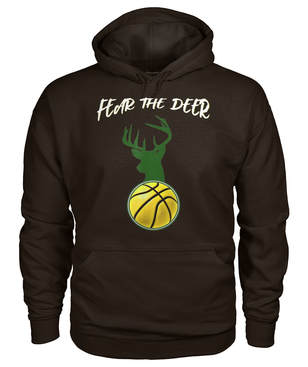 Fear the deer basketball gildan hoodie