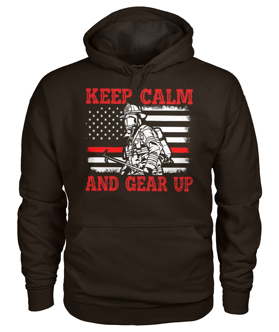 Flag american firefighter keep calm and gear up gildan hoodie