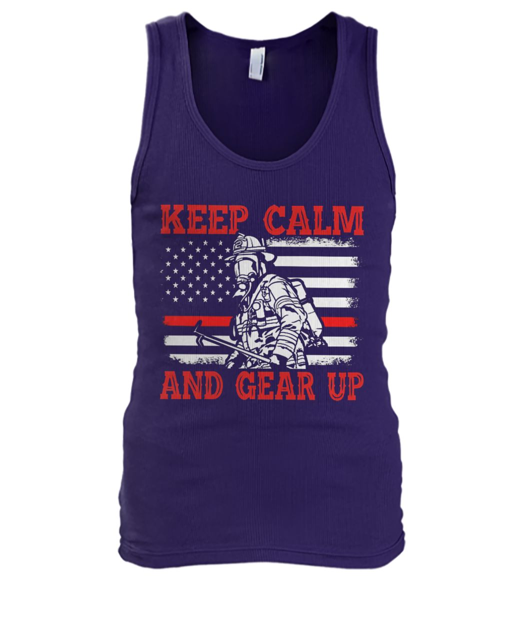 Flag american firefighter keep calm and gear up men's tank top