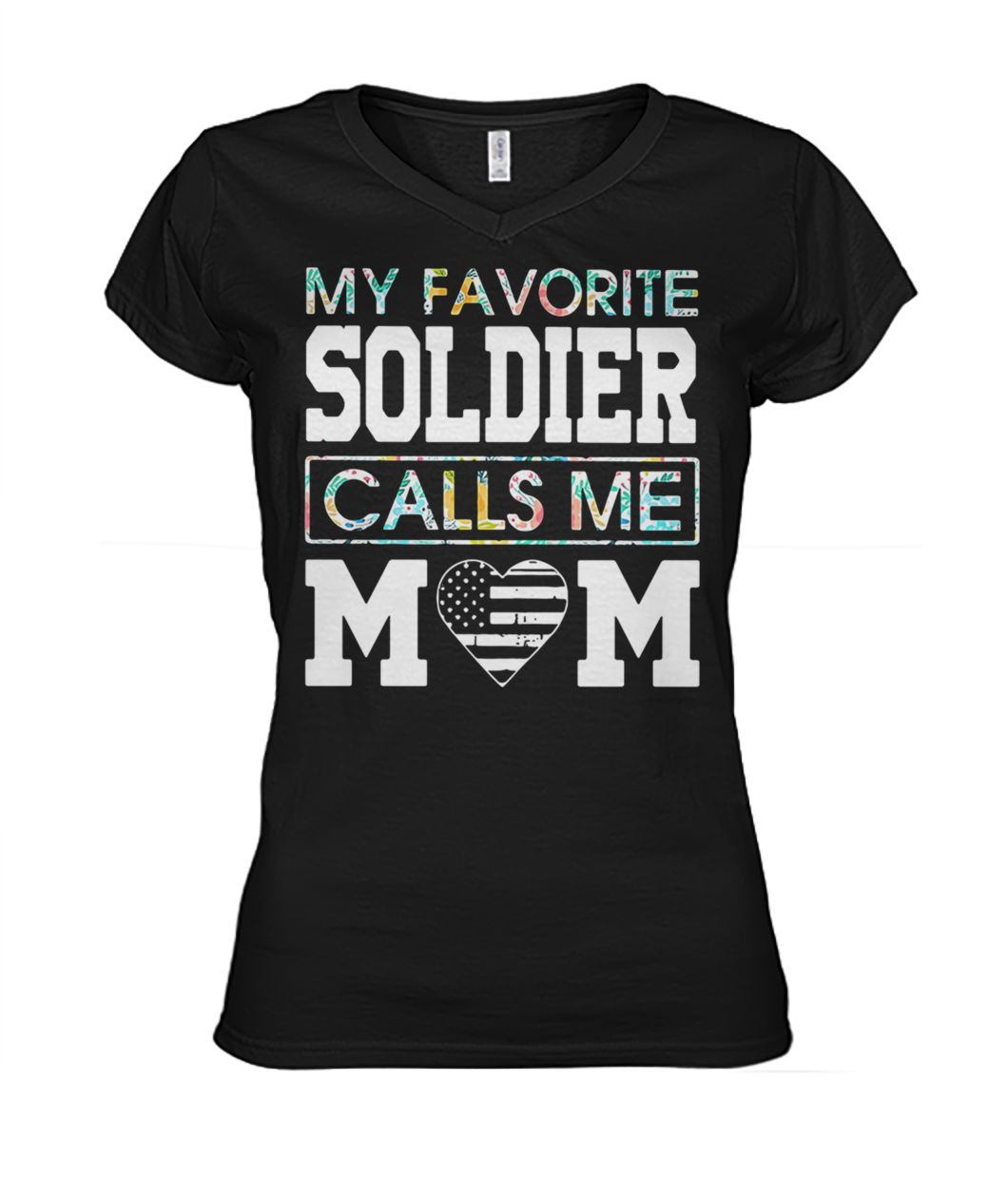 Floral my favorite soldier calls me mom women's v-neck