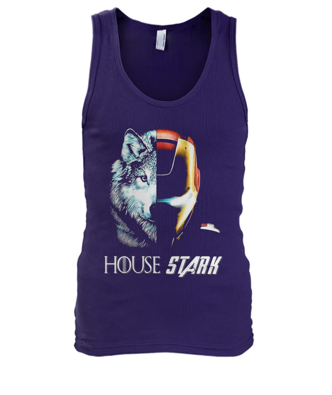 Game of thrones and avengers direwolf iron man mash up men's tank top