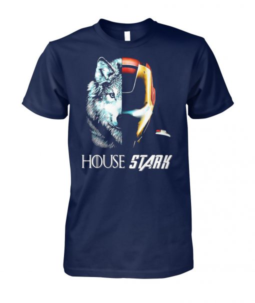 Game of thrones and avengers direwolf iron man mash up unisex cotton tee