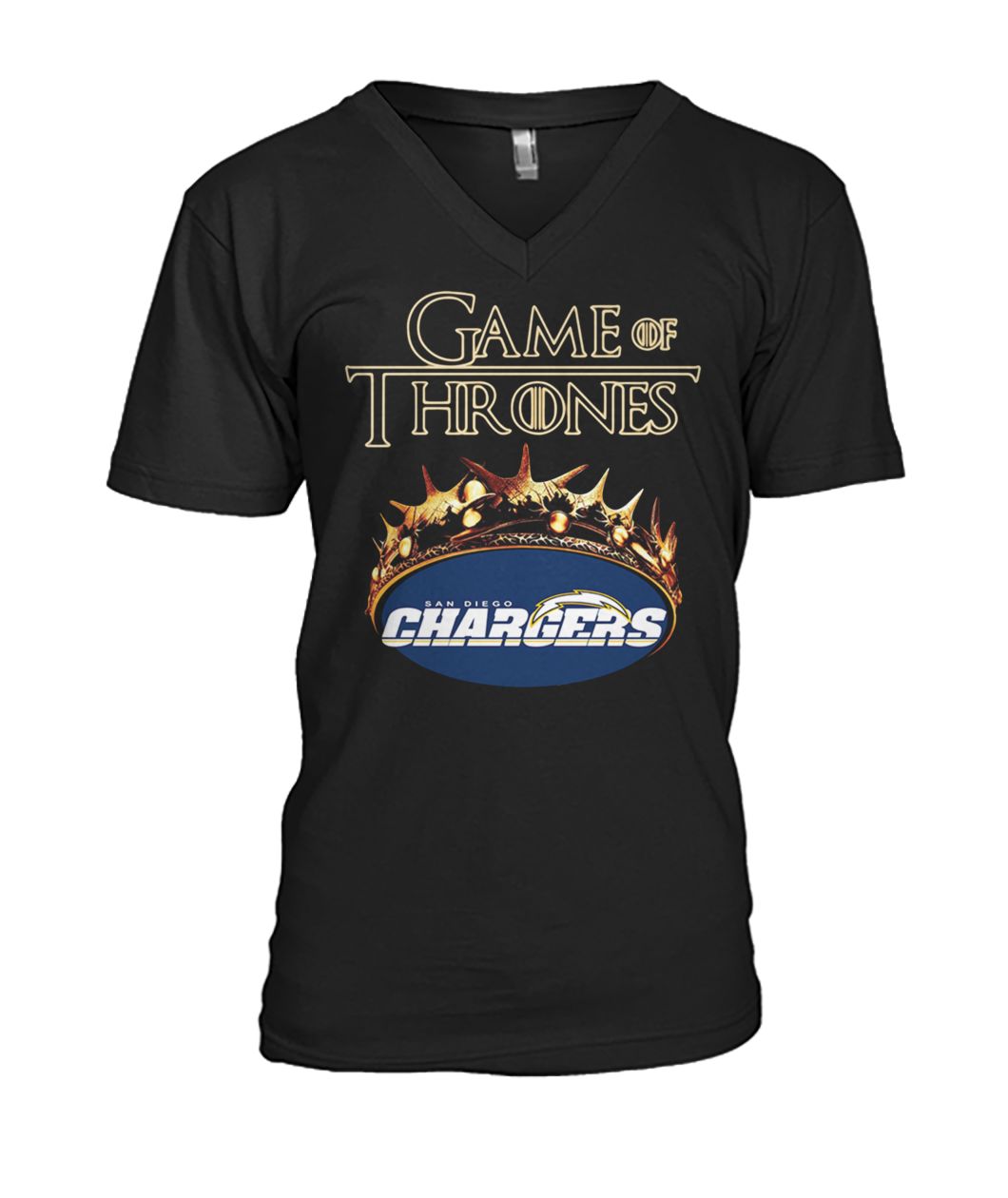 Game of thrones crown los angeles chargers mens v-neck