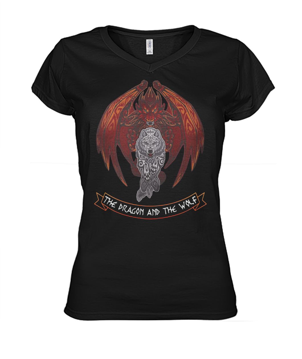 Game of thrones the dragon and the wolf women's v-neck