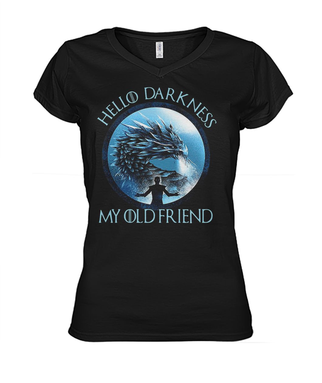 Game of thrones white walker the night king hello darkness my old friend women's v-neck