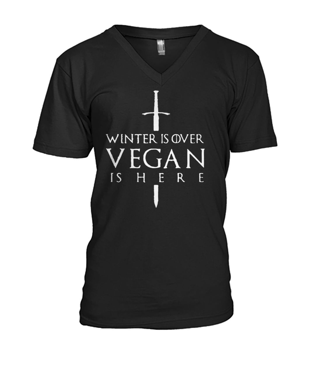 Game of thrones winter is over vegan is here mens v-neck