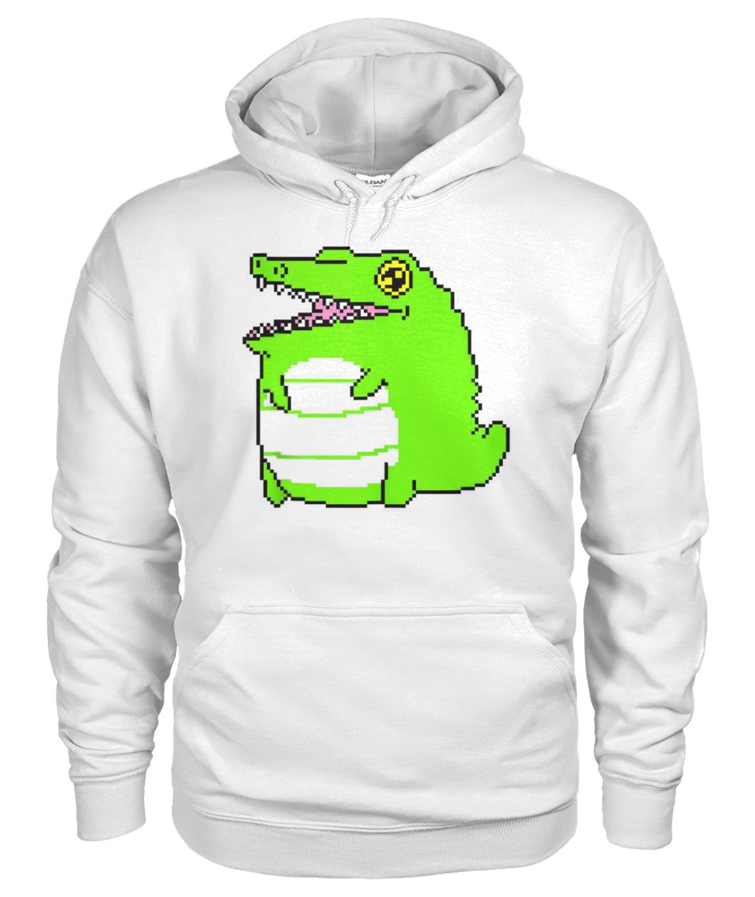 Green cartoon crocodile gildan hoodie