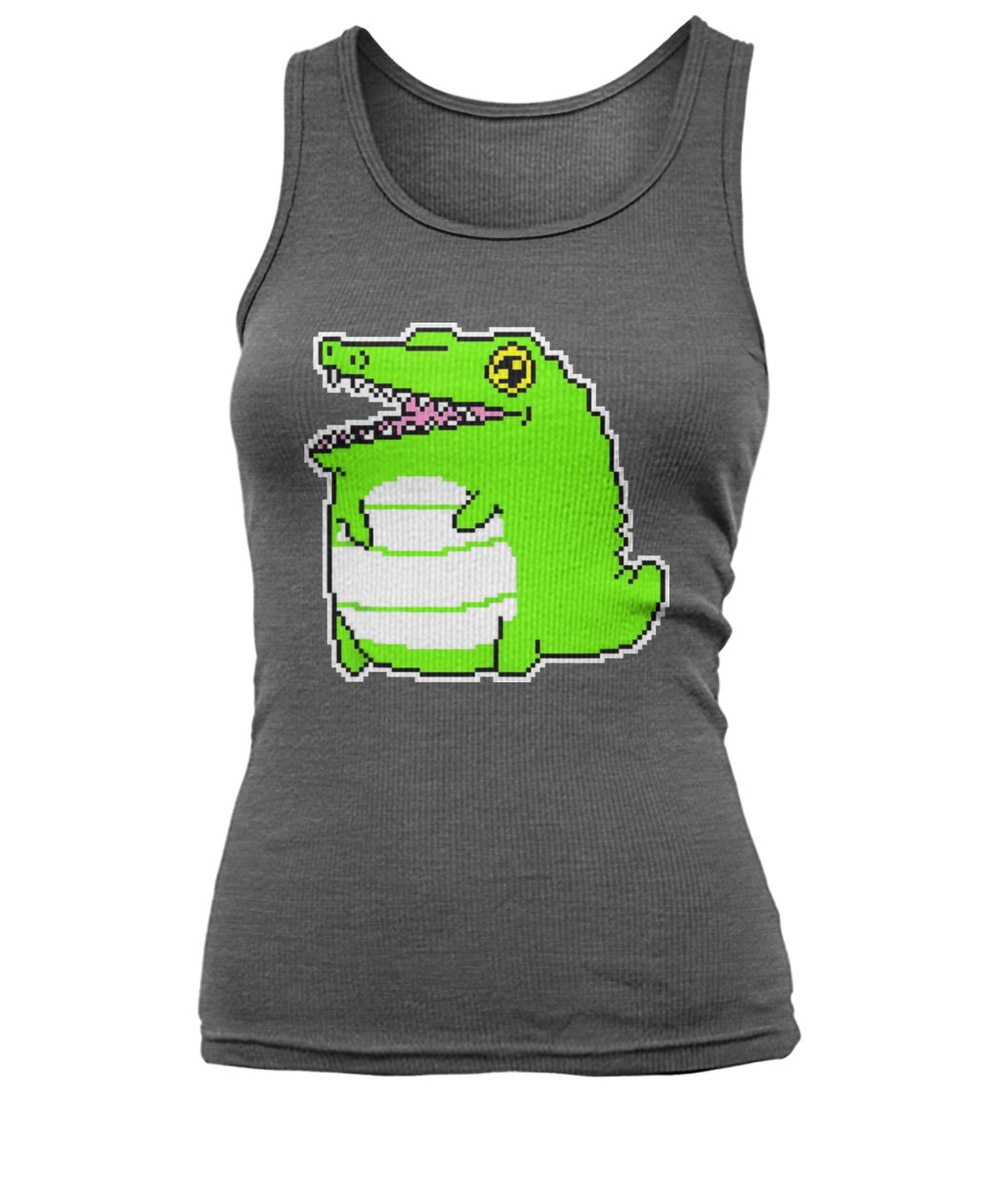 Green cartoon crocodile women's tank top