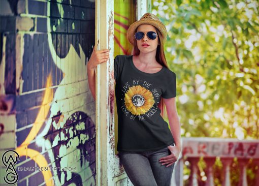 Hippie sunflower live by the sun love by the moon shirt