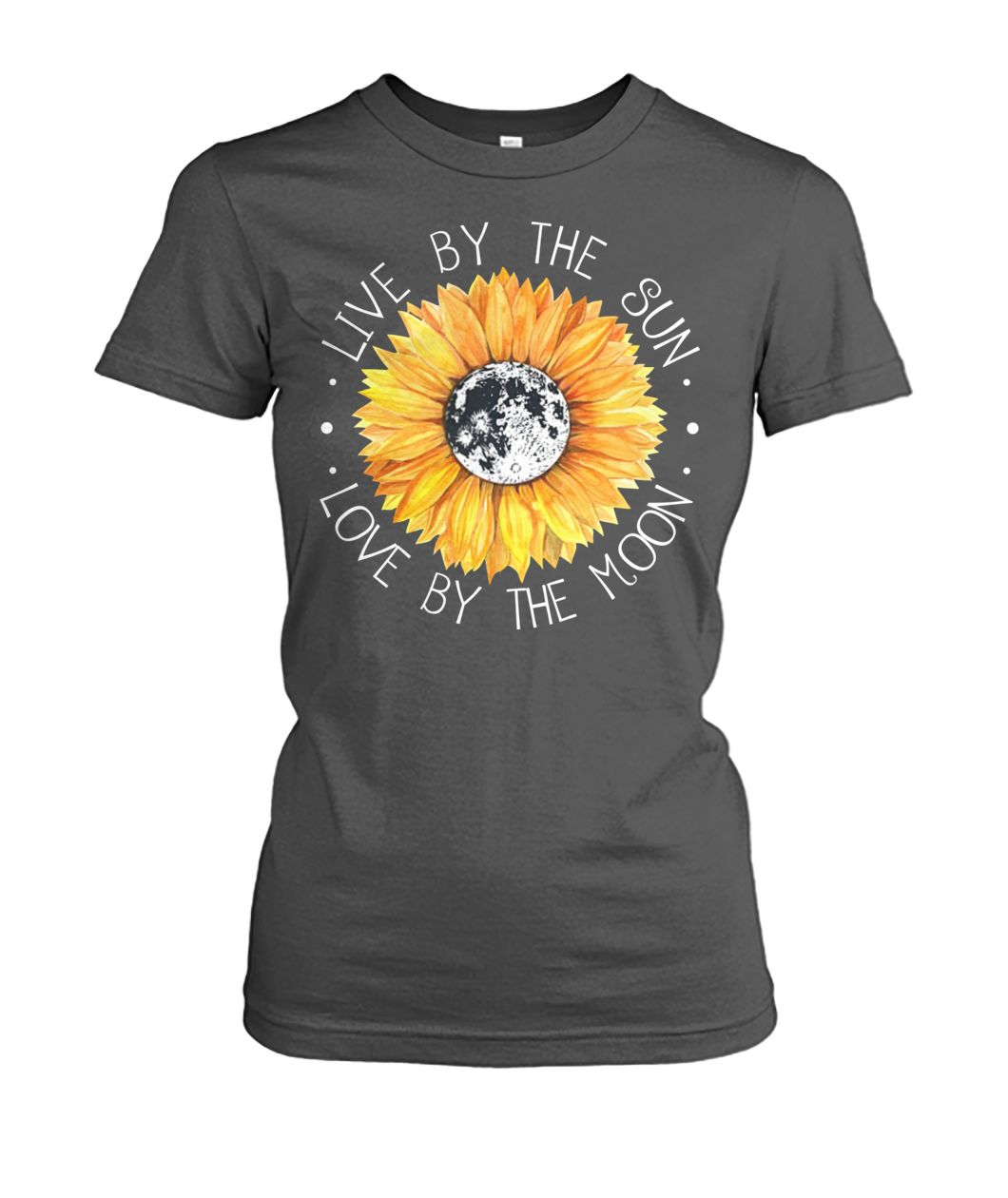 Hippie sunflower live by the sun love by the moon women's crew tee