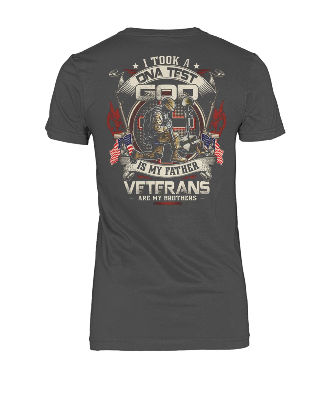 I took a DNA test and god is my father veterans are my brothers women's crew tee