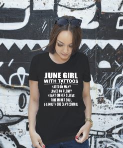 June girl with tattoos hated by many loved by plenty heart on her sleeve shirt