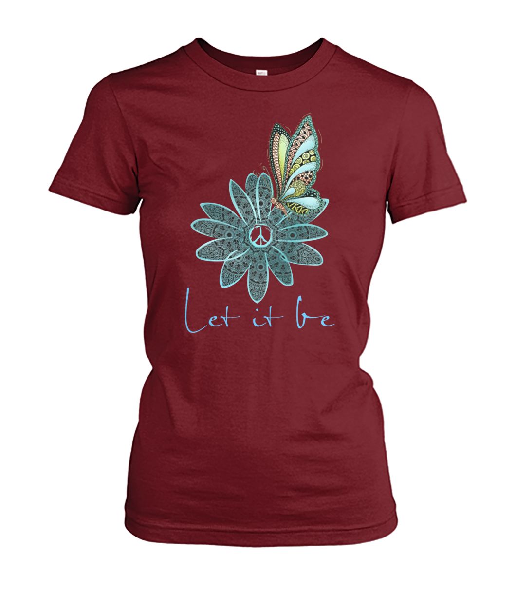 Let it be butterfly and flower women's crew tee