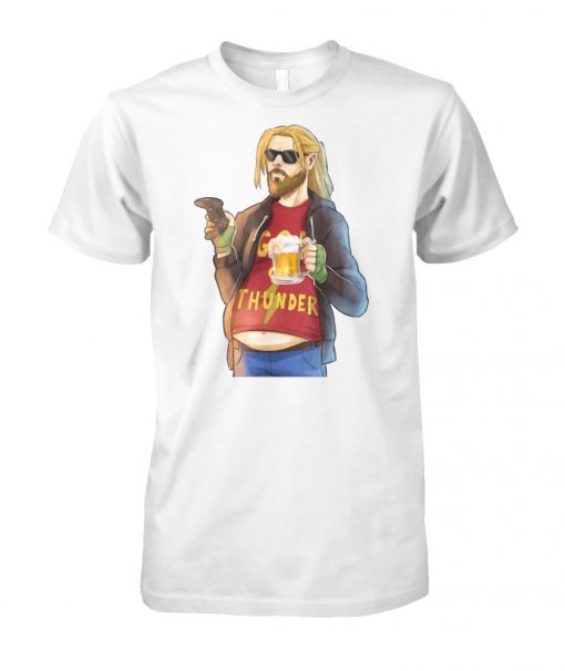 Marvel avengers fat-thor god of thunder like beer and game unisex cotton tee