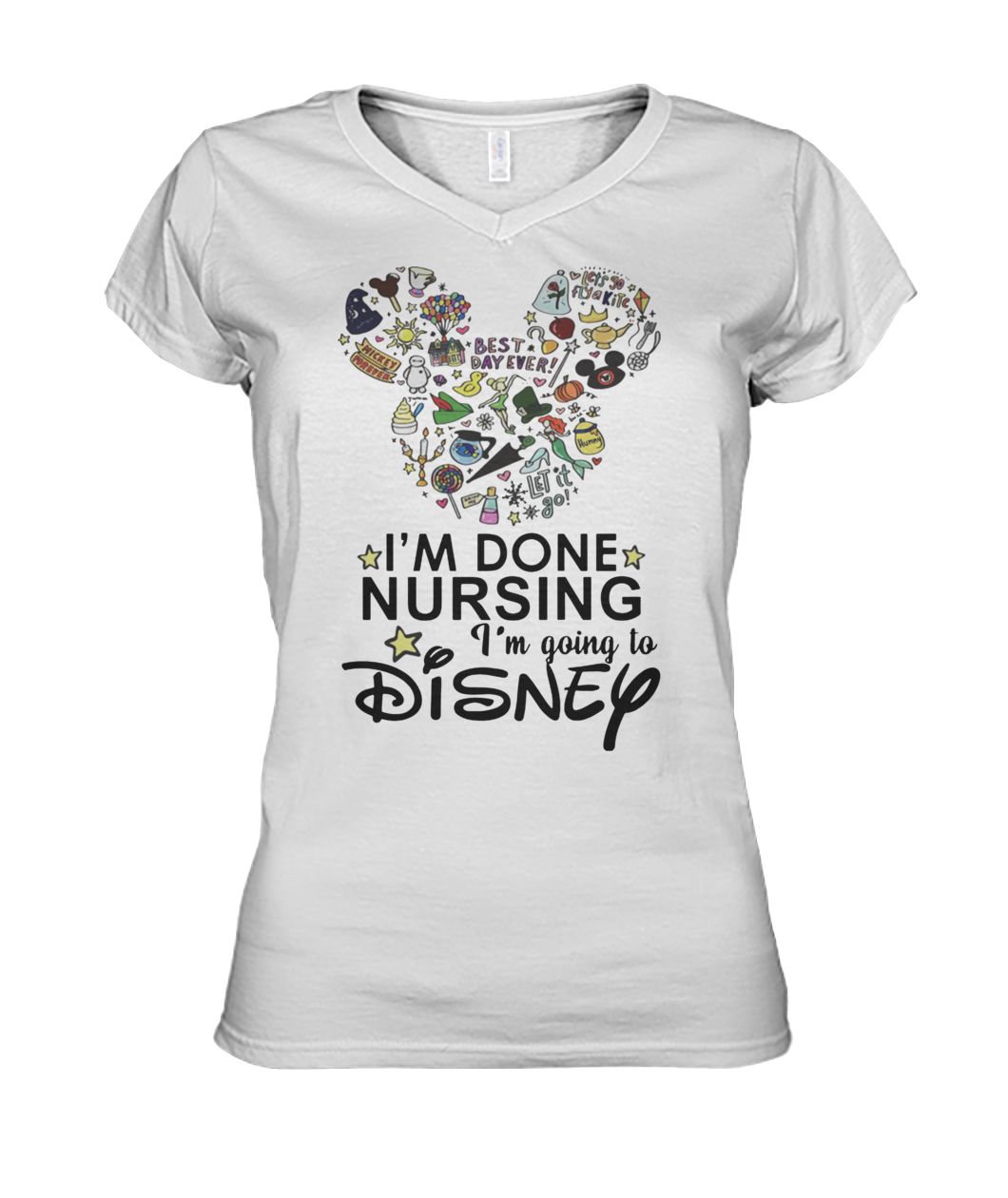 Mickey mouse I'm done nursing I'm going to disney women's v-neck