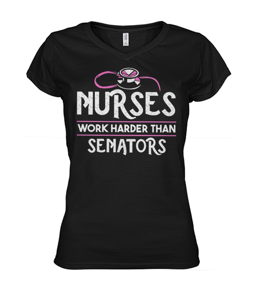 Nurses work harder than senators nurse life women's v-neck