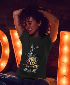 Pikachu being the god of thunder thor game on shirt
