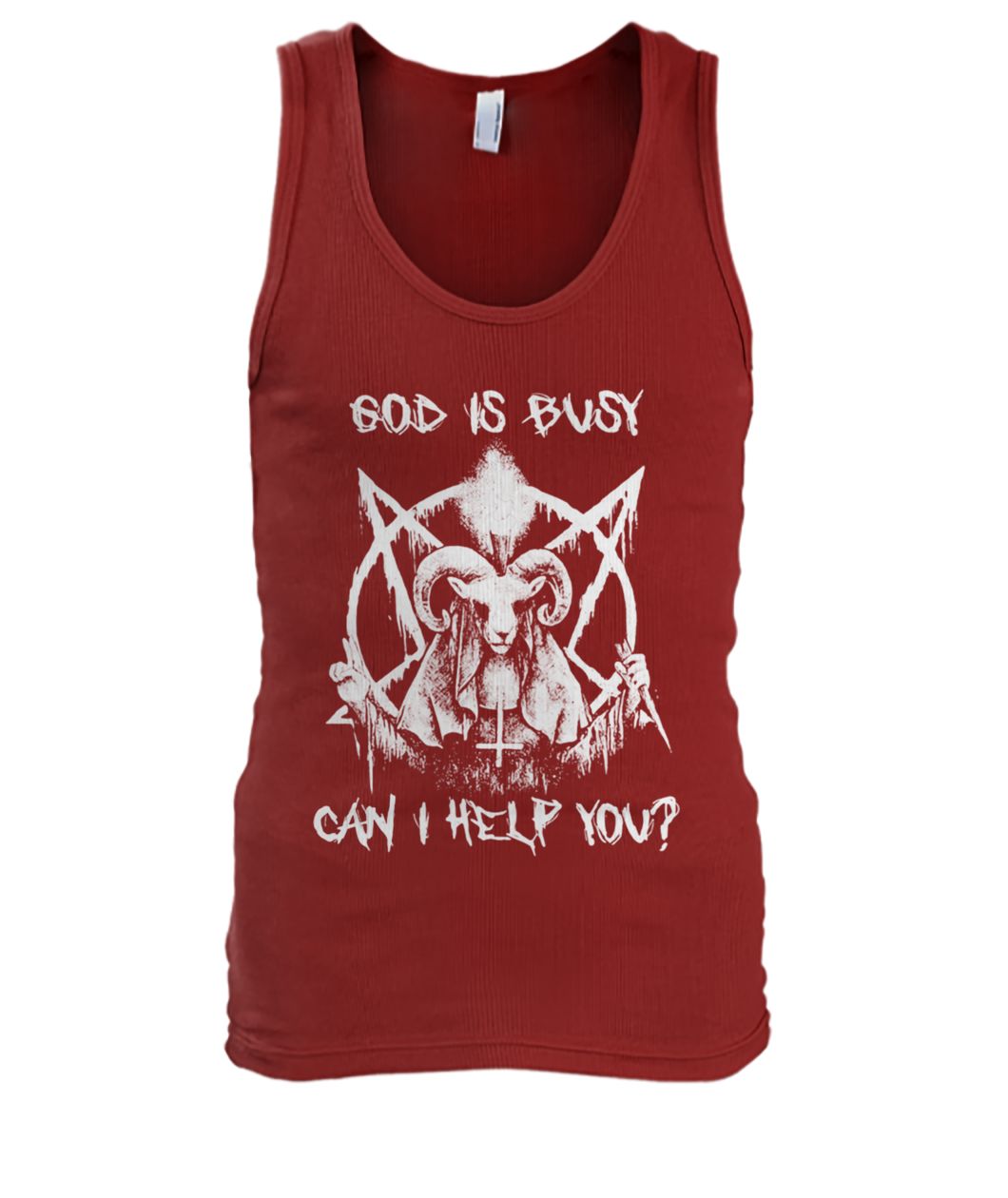 Satan God is busy can I help you men's tank top