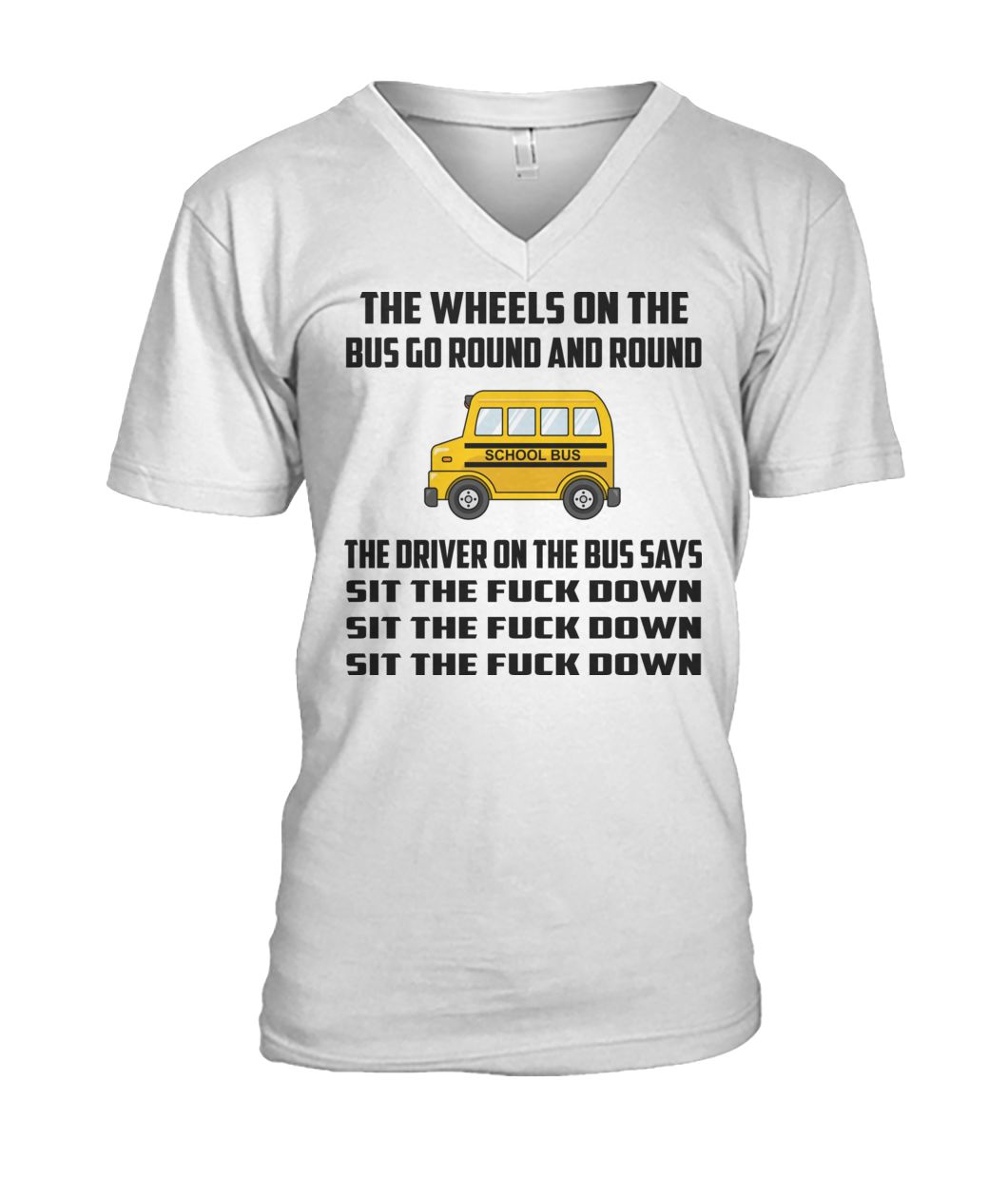 School bus the wheels on the bus go round and round mens v-neck